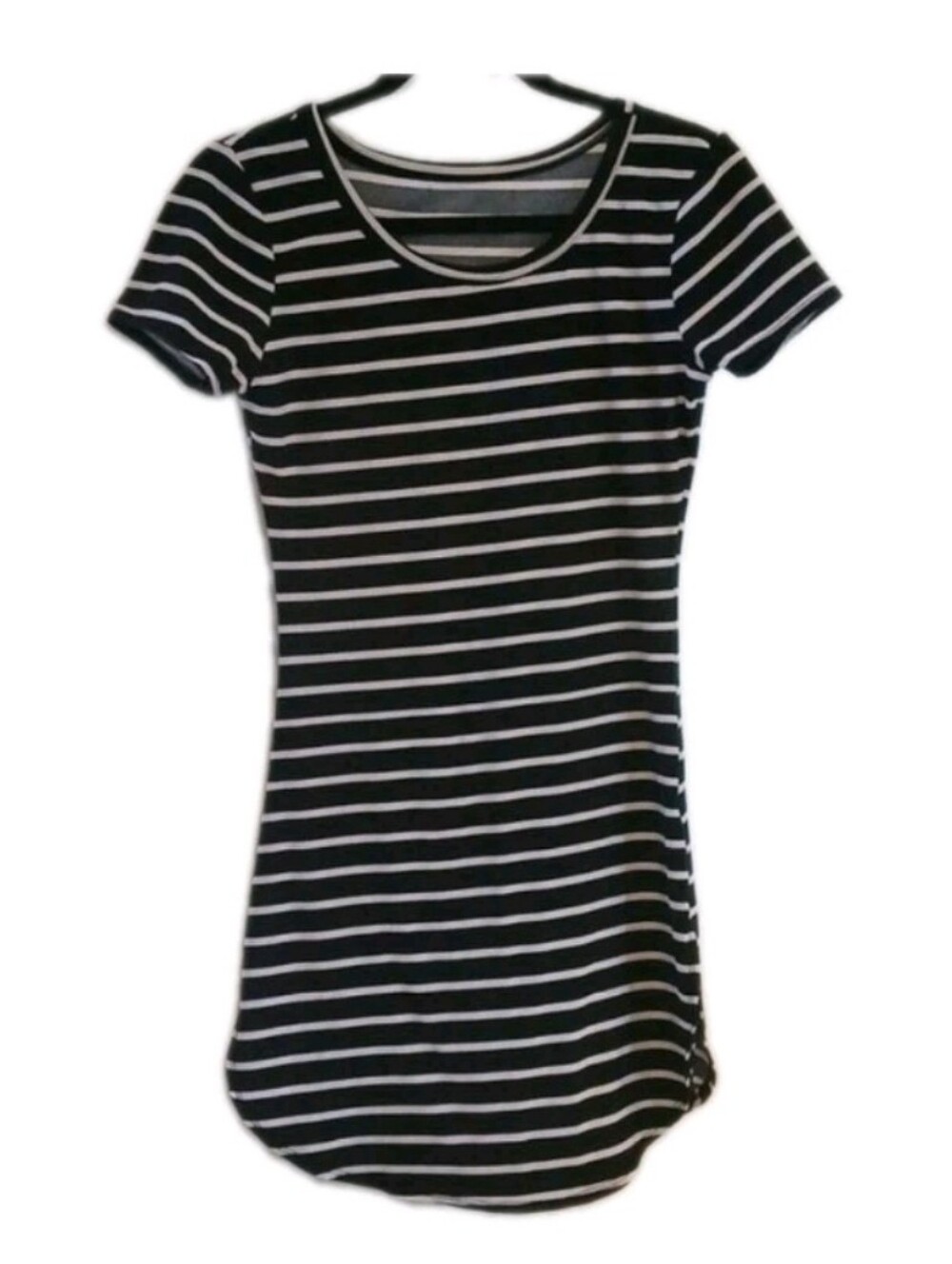 Junior Dress/Tunic M? Black with White Stripes Short Sleeves
